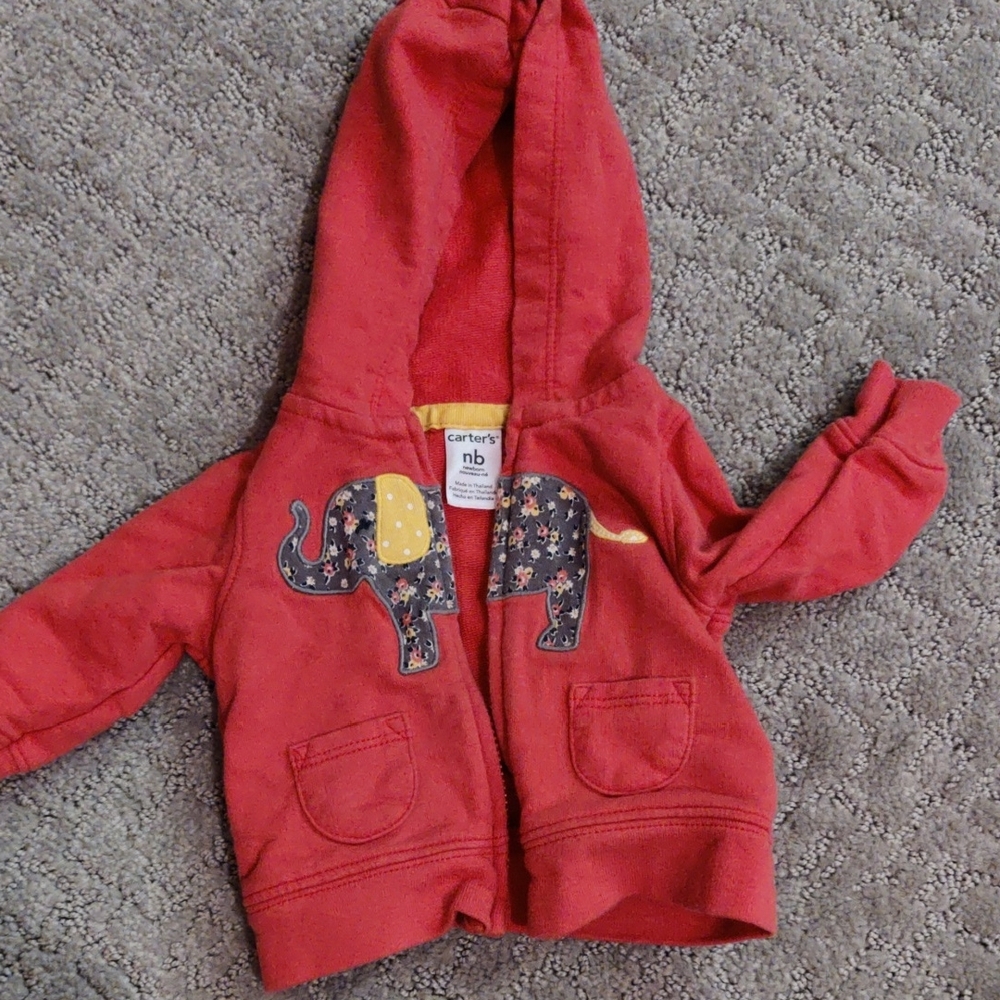 Carter's Red Baby Hoodie with Elephant Appliqué